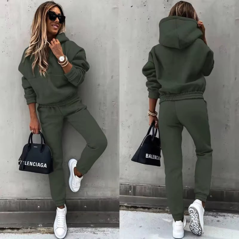 Fashionable Long Sleeve Sweatshirt Set Casual Sportswear Two-Piece Autumn Winter New Arrival for Women Comfortable Streetwear