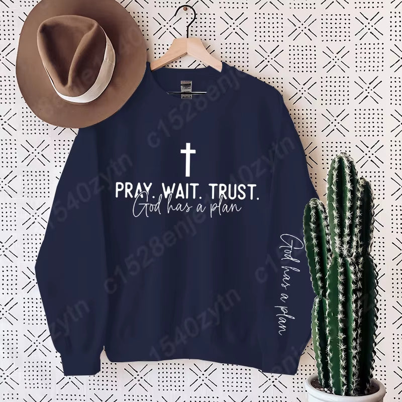 Uplifting Christian Quote Crewneck Sweatshirt, Long Sleeve, Women'S Fashion Oversized Sweatshirts, Inspirational Print Pullovers