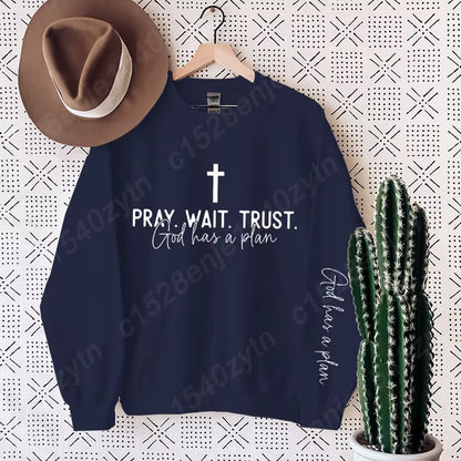 Uplifting Christian Quote Crewneck Sweatshirt, Long Sleeve, Women'S Fashion Oversized Sweatshirts, Inspirational Print Pullovers