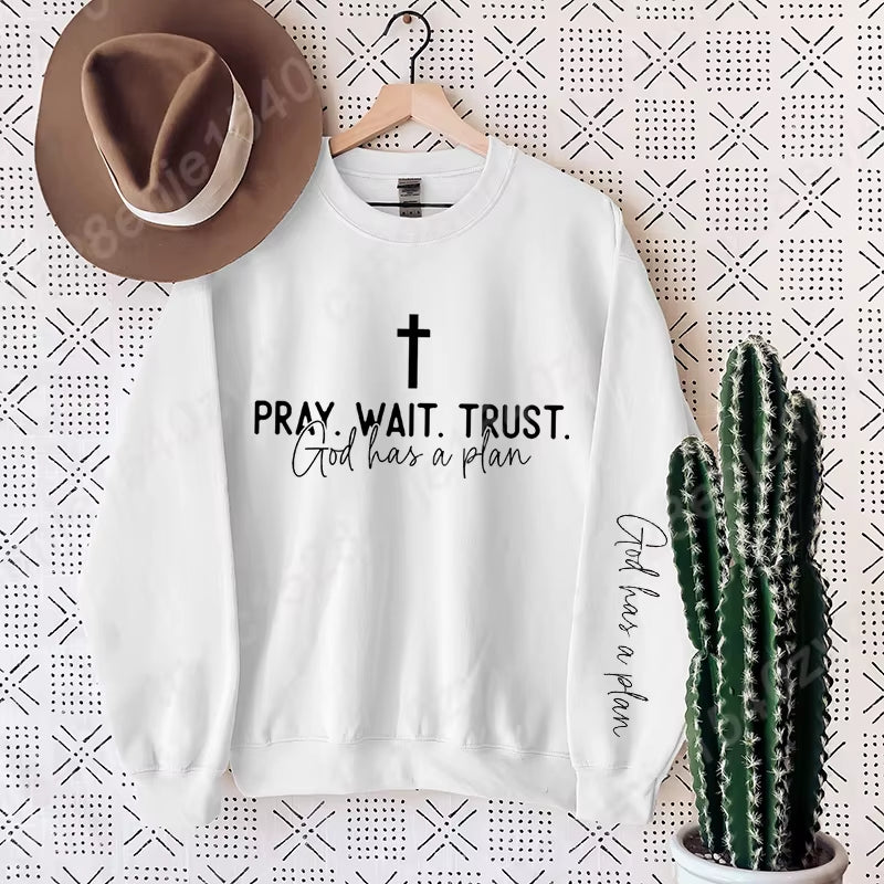 Uplifting Christian Quote Crewneck Sweatshirt, Long Sleeve, Women'S Fashion Oversized Sweatshirts, Inspirational Print Pullovers