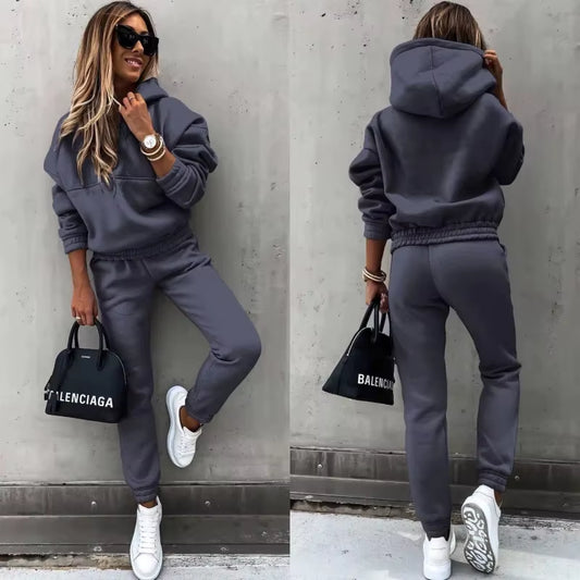 Fashionable Long Sleeve Sweatshirt Set Casual Sportswear Two-Piece Autumn Winter New Arrival for Women Comfortable Streetwear