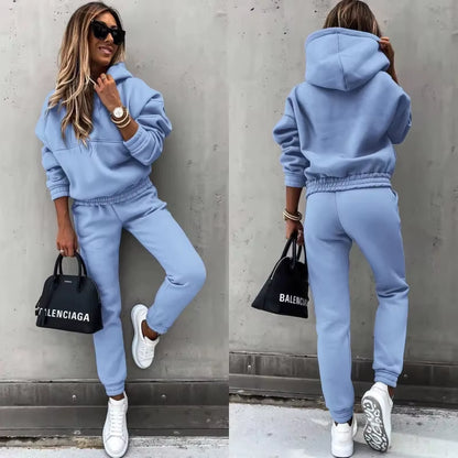 Fashionable Long Sleeve Sweatshirt Set Casual Sportswear Two-Piece Autumn Winter New Arrival for Women Comfortable Streetwear