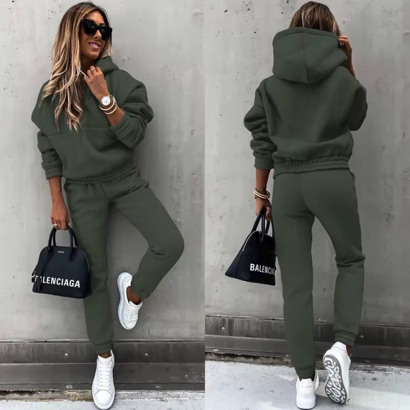 Fashionable Long Sleeve Sweatshirt Set Casual Sportswear Two-Piece Autumn Winter New Arrival for Women Comfortable Streetwear