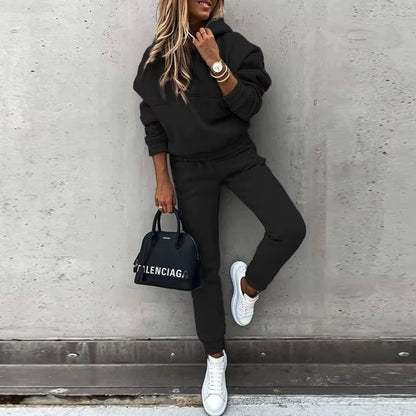 Fashionable Long Sleeve Sweatshirt Set Casual Sportswear Two-Piece Autumn Winter New Arrival for Women Comfortable Streetwear