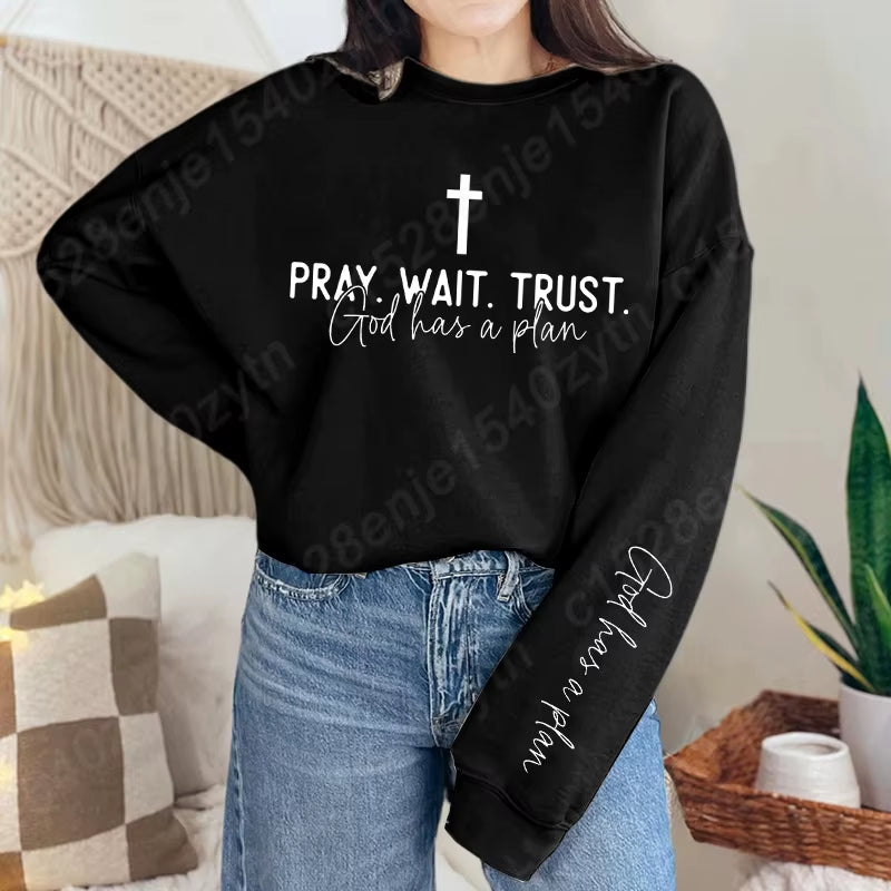 Uplifting Christian Quote Crewneck Sweatshirt, Long Sleeve, Women'S Fashion Oversized Sweatshirts, Inspirational Print Pullovers