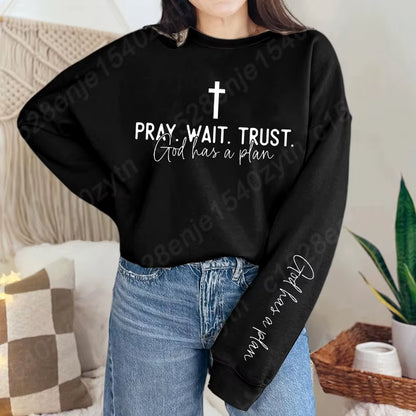 Uplifting Christian Quote Crewneck Sweatshirt, Long Sleeve, Women'S Fashion Oversized Sweatshirts, Inspirational Print Pullovers