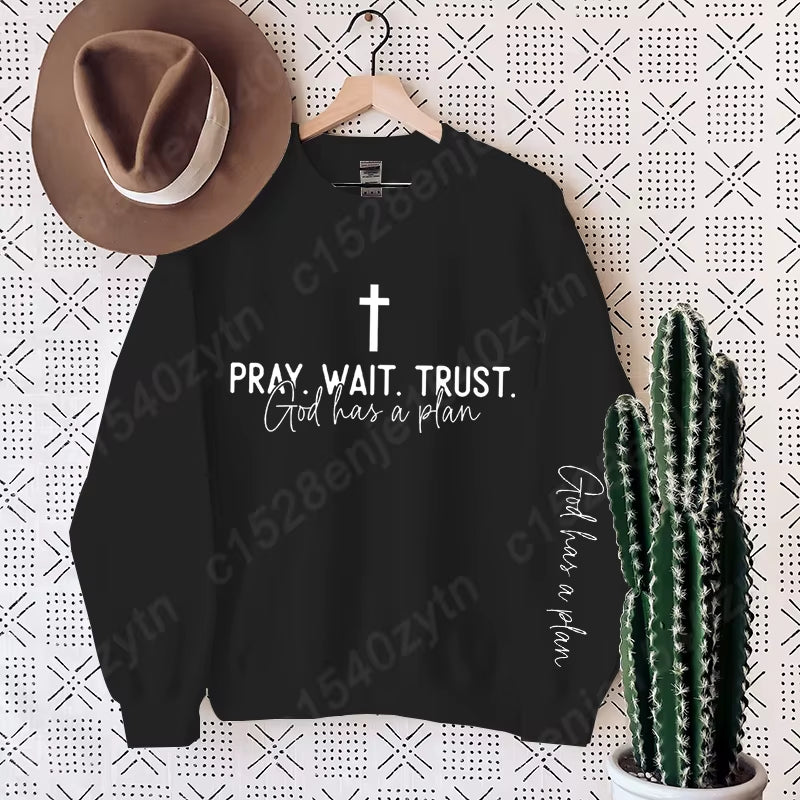 Uplifting Christian Quote Crewneck Sweatshirt, Long Sleeve, Women'S Fashion Oversized Sweatshirts, Inspirational Print Pullovers