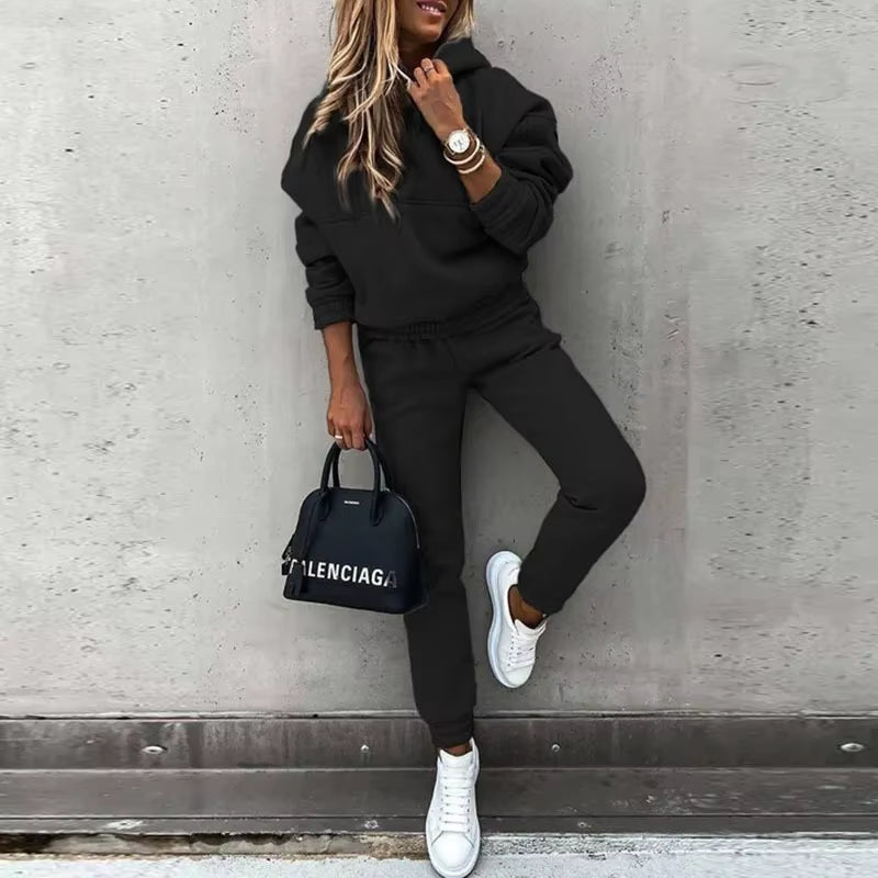 Fashionable Long Sleeve Sweatshirt Set Casual Sportswear Two-Piece Autumn Winter New Arrival for Women Comfortable Streetwear