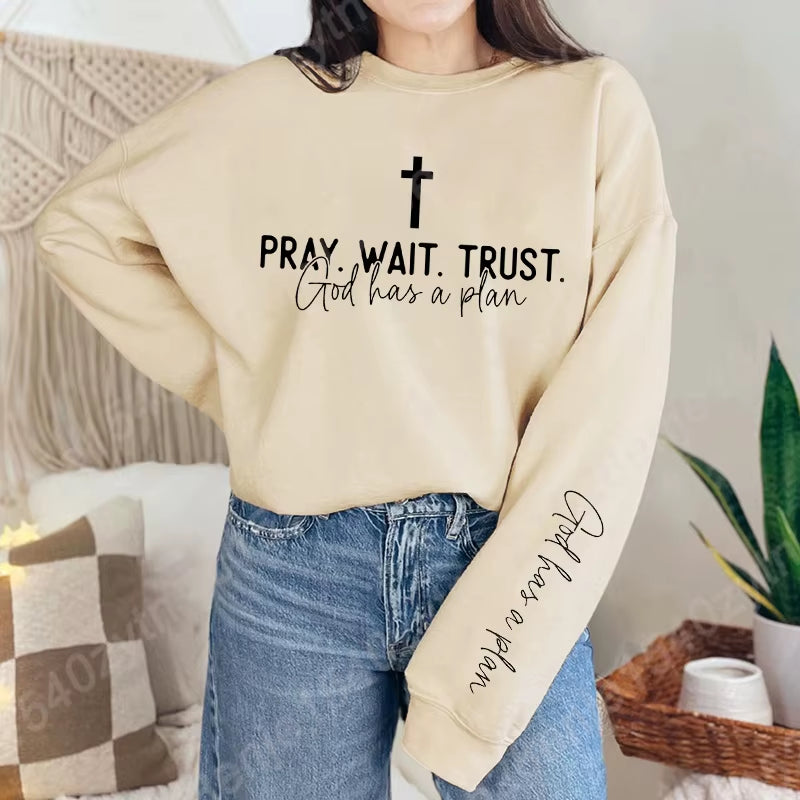 Uplifting Christian Quote Crewneck Sweatshirt, Long Sleeve, Women'S Fashion Oversized Sweatshirts, Inspirational Print Pullovers