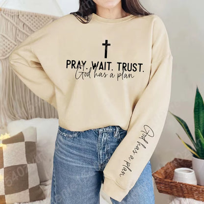 Uplifting Christian Quote Crewneck Sweatshirt, Long Sleeve, Women'S Fashion Oversized Sweatshirts, Inspirational Print Pullovers